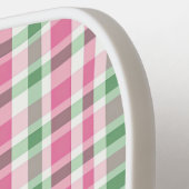 ピンク名門私立校風のと緑の格子模様モノグラム ピックルボールラケット (左詳細)