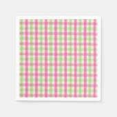 ピンク名門私立校風のと緑の格子縞 スタンダードカクテルナプキン (正面)