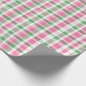 ピンク名門私立校風のと緑の格子縞 ラッピングペーパー (角)