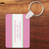 ピンク名門私立校風のと緑の熱帯性ヤシの木モノグラム キーホルダー (裏面)