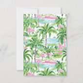 ピンク名門私立校風のと緑の熱帯性ヤシの木 ノートカード (裏面)
