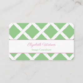 ピンク名門私立校風のと緑の竹棚 名刺