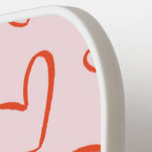 ピンク名門私立校風のと赤いハートのパターン ピックルボールラケット