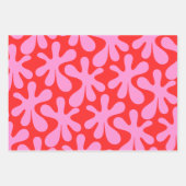 ピンク名門私立校風のと赤のアメバコンテンポラリーパターン ラッピングペーパーシート (正面2)