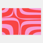 ピンク名門私立校風のと赤のパターンミックス ラッピングペーパーシート (正面3)