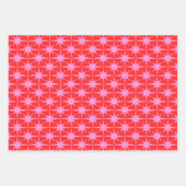 ピンク名門私立校風のと赤のパターンミックス ラッピングペーパーシート (正面2)