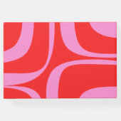 ピンク名門私立校風のと赤のレトロのパーソナライズされた溝 ゲストブック (裏面)