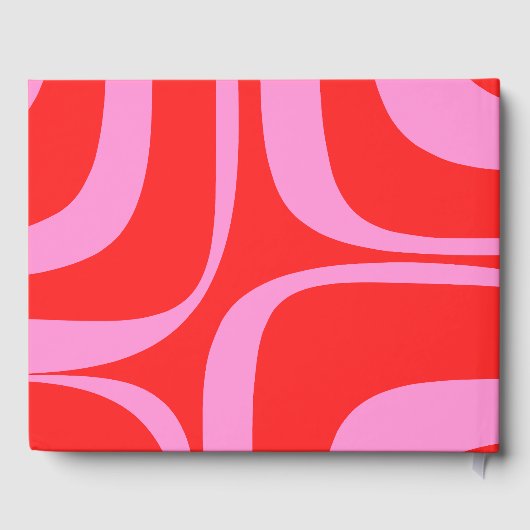 ピンク名門私立校風のと赤のレトロのパーソナライズされた溝 ゲストブック (裏面)