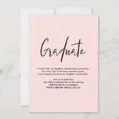 ピンク名門私立校風のと金ゴールドのグリッター写真卒業 招待状 (裏面)