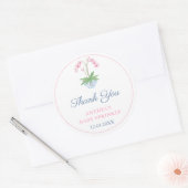 ピンク名門私立校風のと青のオーキッドガールの赤ちゃんシャワーのお願い ラウンドシール (封筒)