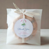 ピンク名門私立校風のと青のオーキッドガールの赤ちゃんシャワーのお願い ラウンドシール