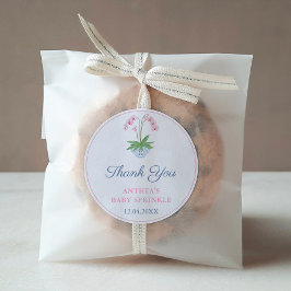 ピンク名門私立校風のと青のオーキッドガールの赤ちゃんシャワーのお願い ラウンドシール