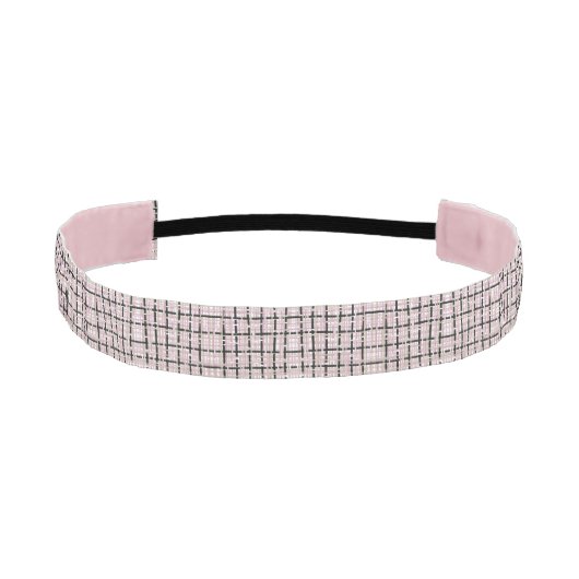 ピンク名門私立校風のと黒のツイード アスレチックヘッドバンド (正面)