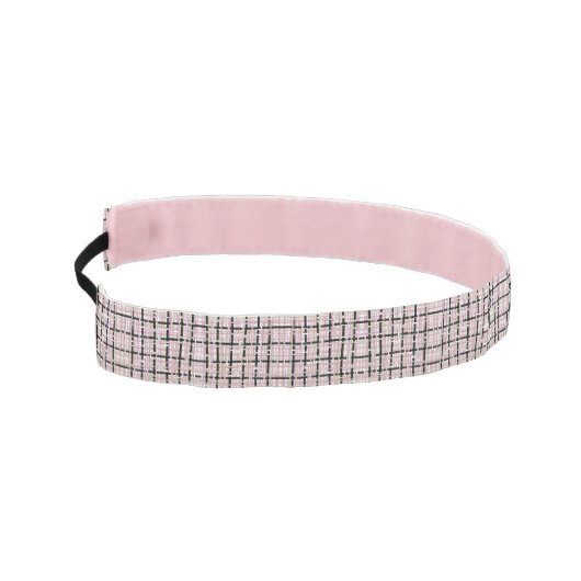 ピンク名門私立校風のと黒のツイード アスレチックヘッドバンド (左)
