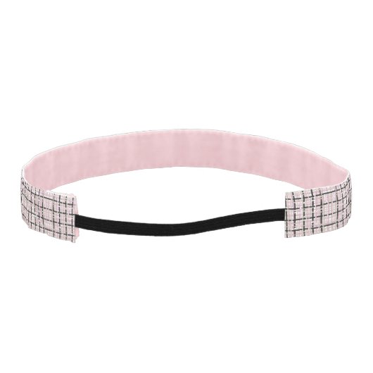 ピンク名門私立校風のと黒のツイード アスレチックヘッドバンド (裏面)