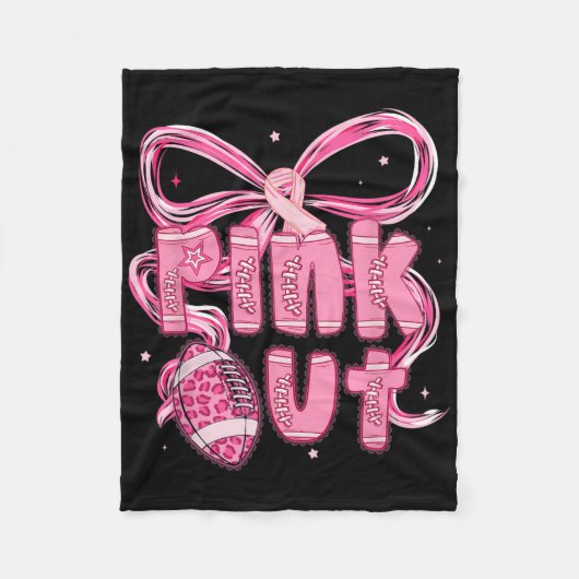 ピンク名門私立校風ののアウトタックル乳癌アワーン フリースブランケット (正面)