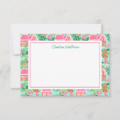 ピンク名門私立校風ののクリスマスのジンジャーブレッドパーソナライズされた サンキューカード (正面)