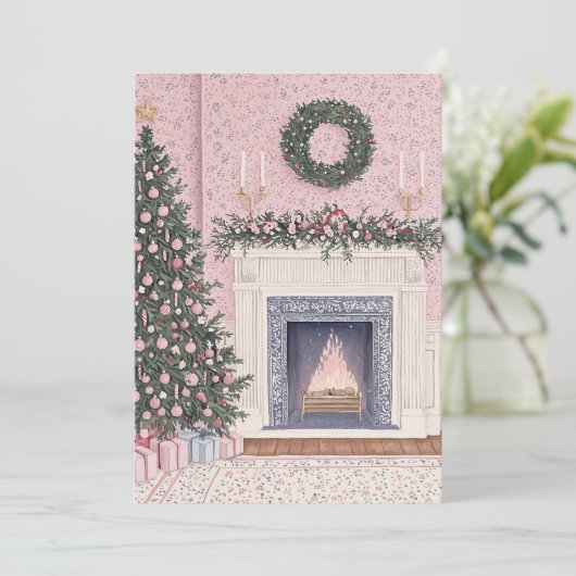 ピンク名門私立校風ののクリスマスカード シーズンカード (スタンド正面)