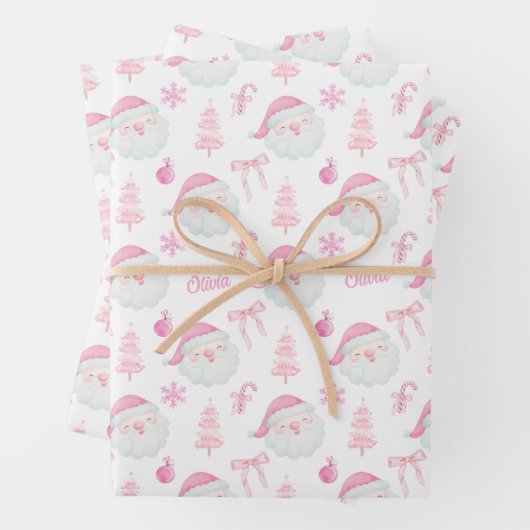 ピンク名門私立校風ののクリスマスラッピング紙 ラッピングペーパーシート (インサイチュ)