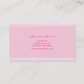 ピンク名門私立校風ののストライプブラシスクリプトメイクアップ 名刺 (裏面)