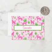 ピンク名門私立校風ののチーズのスクリプパーソナライズされたト ノートカード (正面/裏面インサイチュ)