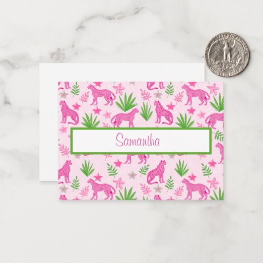 ピンク名門私立校風ののチーズのスクリプパーソナライズされたト ノートカード (正面/裏面インサイチュ)