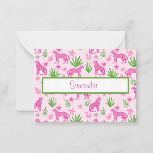 ピンク名門私立校風ののチーズのスクリプパーソナライズされたト ノートカード (正面)