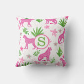 ピンク名門私立校風ののチーテータモノグラムホワイト クッション (裏面)