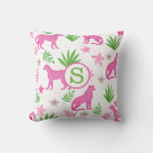 ピンク名門私立校風ののチーテータモノグラムホワイト クッション (正面)