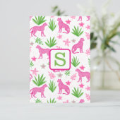 ピンク名門私立校風ののチーテータモノグラムホワイト サンキューカード (スタンド正面)