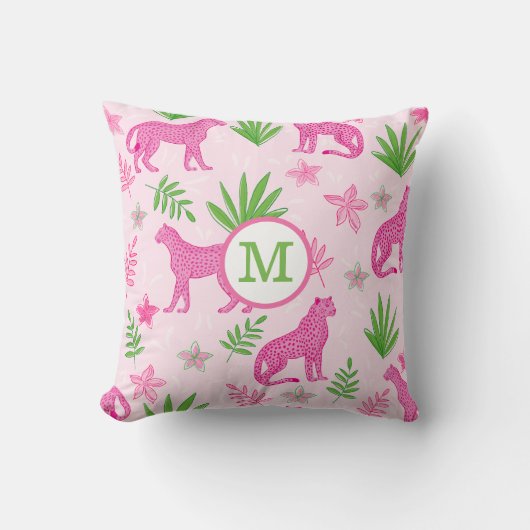 ピンク名門私立校風ののチーテータモノグラム クッション (正面)