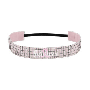 ピンク名門私立校風ののツイード乳癌の生存者 アスレチックヘッドバンド