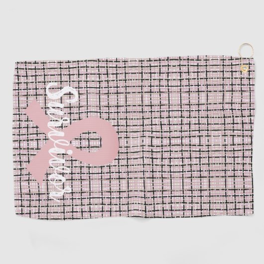 ピンク名門私立校風ののツイード乳癌の生存者 ゴルフタオル (横)