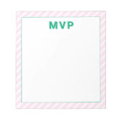 ピンク名門私立校風ののテストライプのパーソナライズされたノパッド ノートパッド (正面)