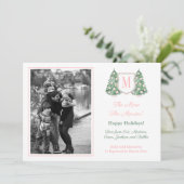 ピンク名門私立校風ののベビーガールクリスマス休暇の妊娠 案内状 (スタンド正面)