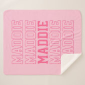 ピンク名門私立校風のの名前の毛布 シェルパブランケット (正面(横))