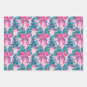 ピンク名門私立校風のの弓とガーランドのクリスマス ラッピングペーパーシート (正面)