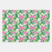 ピンク名門私立校風のの弓とガーランドのクリスマス ラッピングペーパーシート (正面3)