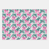 ピンク名門私立校風のの弓とガーランドのクリスマス ラッピングペーパーシート (正面3)