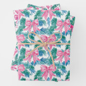 ピンク名門私立校風のの弓とガーランドのクリスマス ラッピングペーパーシート (インサイチュ)