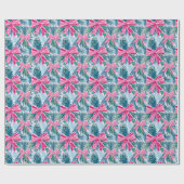 ピンク名門私立校風のの弓とガーランドのクリスマス ラッピングペーパー (フラット)