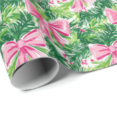 ピンク名門私立校風のの弓とガーランドのクリスマス ラッピングペーパー (ロールコーナー)