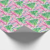 ピンク名門私立校風のの弓とガーランドのクリスマス ラッピングペーパー (角)