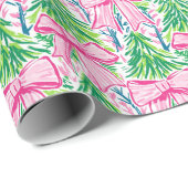 ピンク名門私立校風のの弓とガーランドのクリスマス ラッピングペーパー (ロールコーナー)