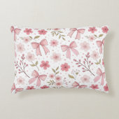 ピンク名門私立校風のの弓と花 アクセントクッション (正面)