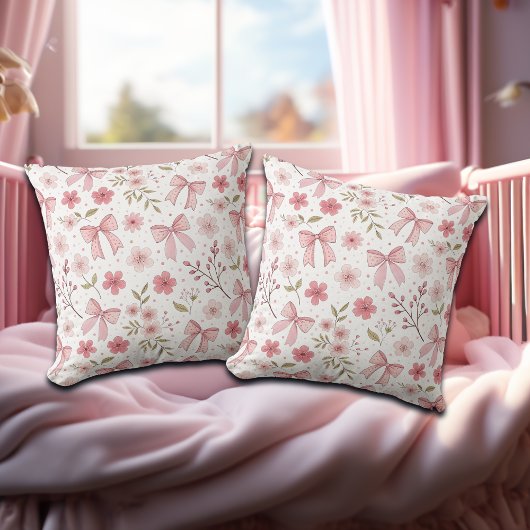 ピンク名門私立校風のの弓と花 クッション