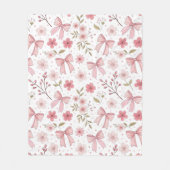 ピンク名門私立校風のの弓と花 フリースブランケット (正面)