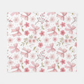 ピンク名門私立校風のの弓と花 フリースブランケット (正面(横))