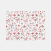 ピンク名門私立校風のの弓と花 フリースブランケット (正面(横))