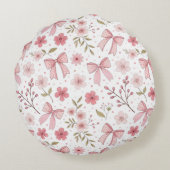 ピンク名門私立校風のの弓と花 ラウンドクッション (裏面)